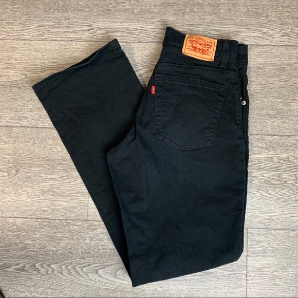 Retro Levi’s Jeans’S 550 mid-rise black wash bootcut fit Sz 29/ 8 rigid cotton - Picture 7 of 13